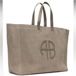 Anine Bing Beige Suede Logo Tote Large Traveling Casual Bag